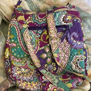 Vera Bradley Quilted Floral Crossbody Tote - Purple, Teal & Green